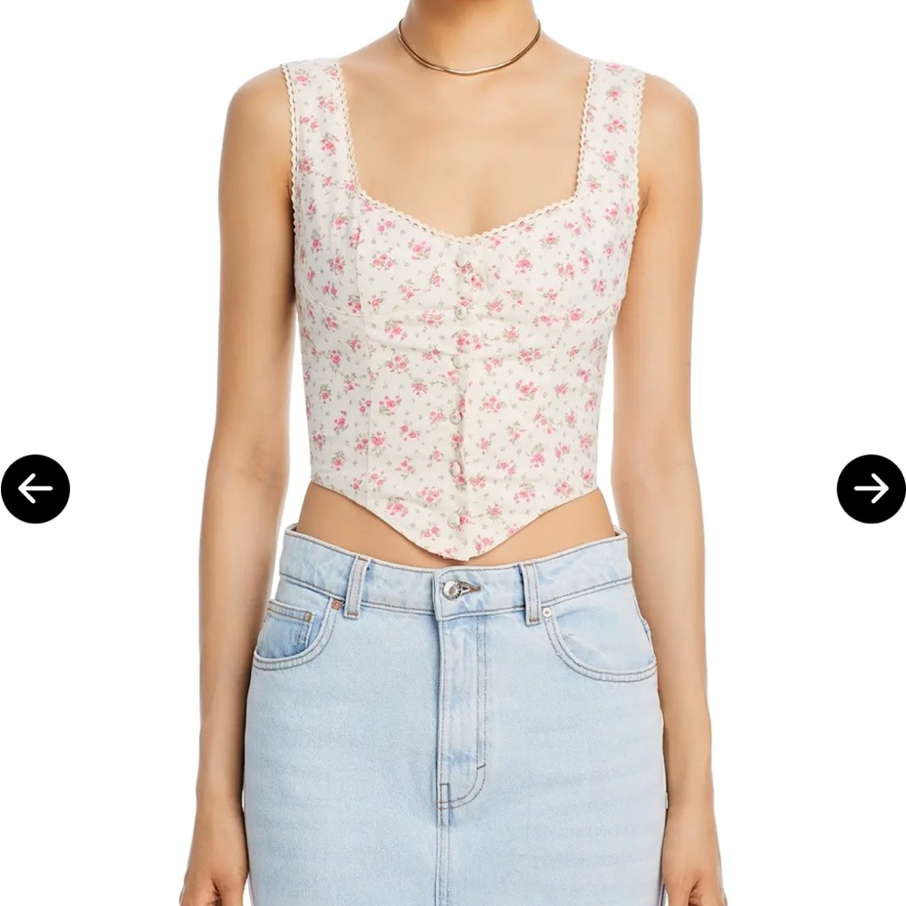 AQUA Floral Pink Corset Top